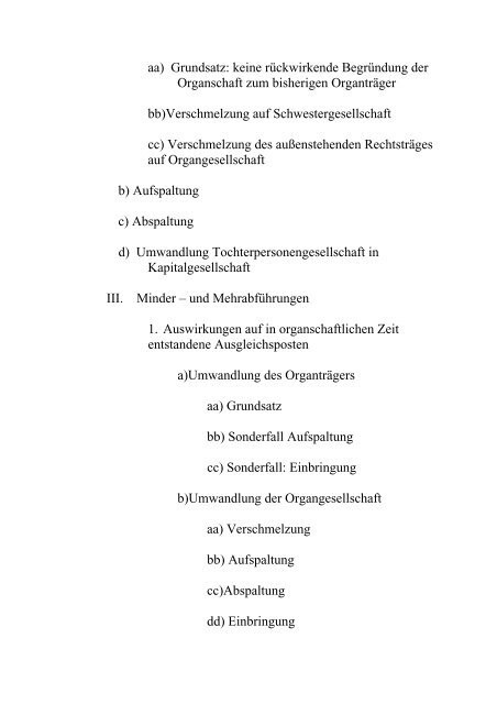 B. Systematik des UmwG (Baukastensystem) C. Ablaufschema einer