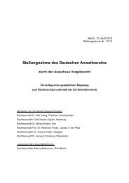 Stellungnahme des Deutschen Anwaltvereins - Deutscher ...