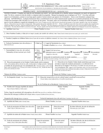 Formulario DS-230 Parte I