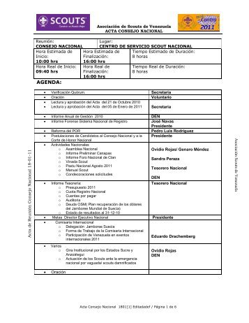 Acta Consejo Nacional Scout - 18 Enero 2011 - Scouts de Venezuela