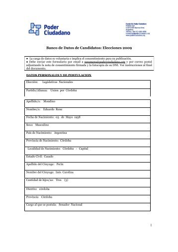 1 Banco de Datos de Candidatos: Elecciones ... - Poder Ciudadano