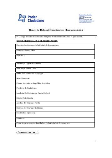 1 Banco de Datos de Candidatos: Elecciones ... - Poder Ciudadano