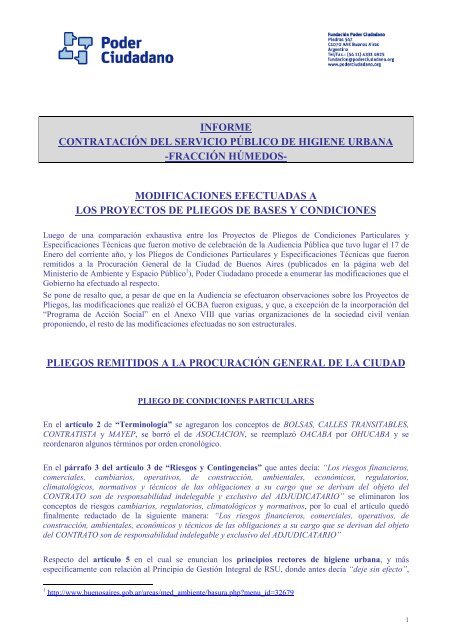 Informe sobre modificaciones efectuadas a los ... - Poder Ciudadano