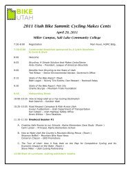 2011 Utah Bike Summit: Cycling Makes Cents - Bike Utah