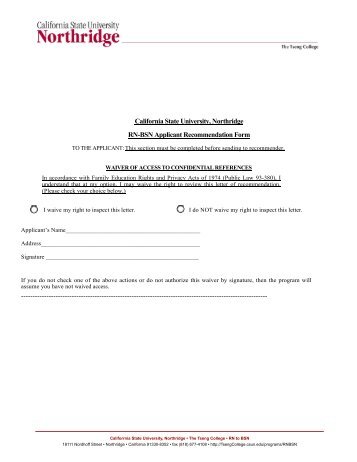 Letter of Recommendation forms - Tseng College - California State ...