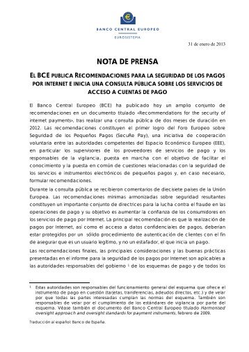 nota de prensa - Banco de EspaÃ±a
