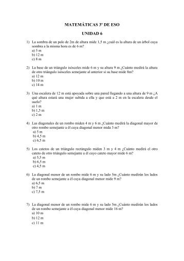 MATEMÁTICAS 3º DE ESO UNIDAD 6