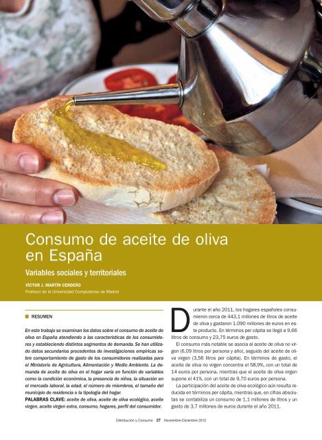 Consumo de aceite de oliva en EspaÃ±a - Aceites y Olivos