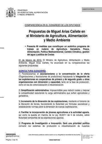 Medidas Propuestas por el Ministro de Agricultura en el ... - Infaoliva