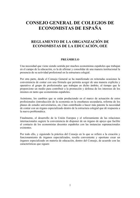 Reglamento OEE.pdf - Consejo General de Colegios de Economistas