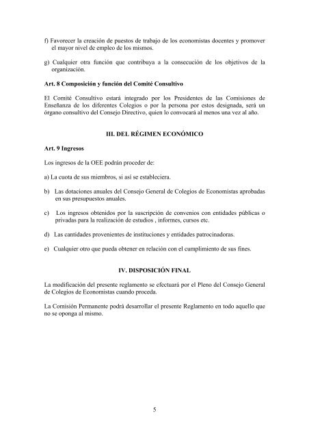 Reglamento OEE.pdf - Consejo General de Colegios de Economistas