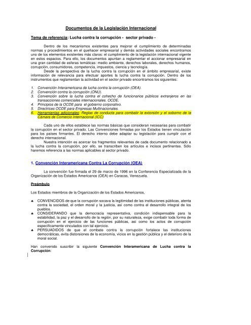 Documentos de la LegislaciÃ³n Internacional - Poder Ciudadano