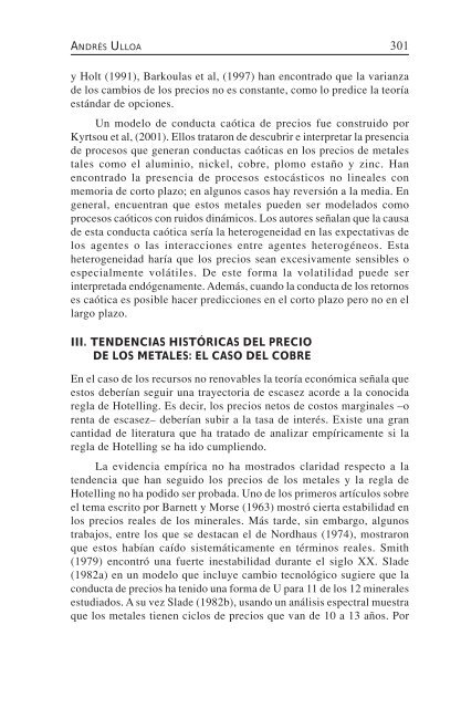 tendencia y volatilidad del precio del cobre