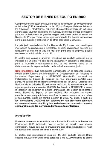 SECTOR DE BIENES DE EQUIPO EN 2009 - Comercio.es
