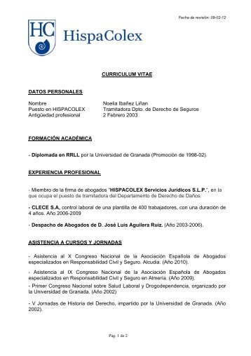 CURRICULUM VITAE DATOS PERSONALES Nombre ... - HispaColex