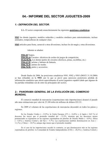 04.- INFORME DEL SECTOR JUGUETES-2009 - Comercio.es