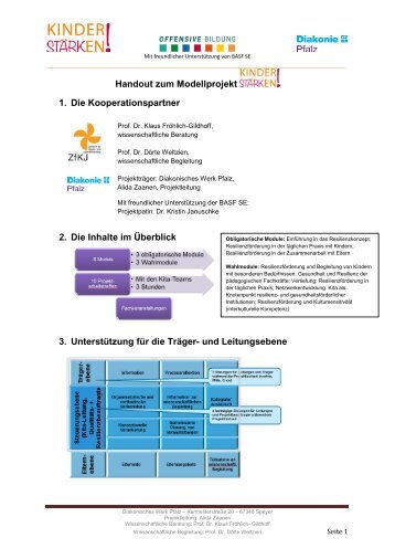 Handout mit Projektinformationen - Diakonisches Werk Pfalz