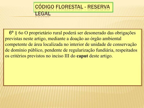 Codigo florestal - Instituto Estadual de Meio Ambiente