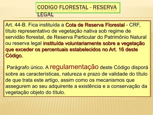 Codigo florestal - Instituto Estadual de Meio Ambiente