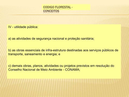 Codigo florestal - Instituto Estadual de Meio Ambiente