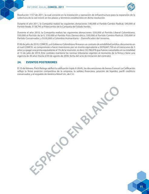 espacio en blanco - Comcel