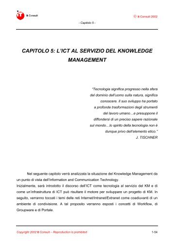 Capitolo 5: L'ICT al servizio del Knowledge Management - It Consult