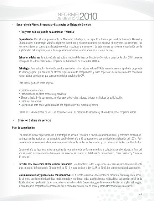 Informe de Gestión 2010 (archivo pdf | tamaño 30MB). - Cooperativa ...