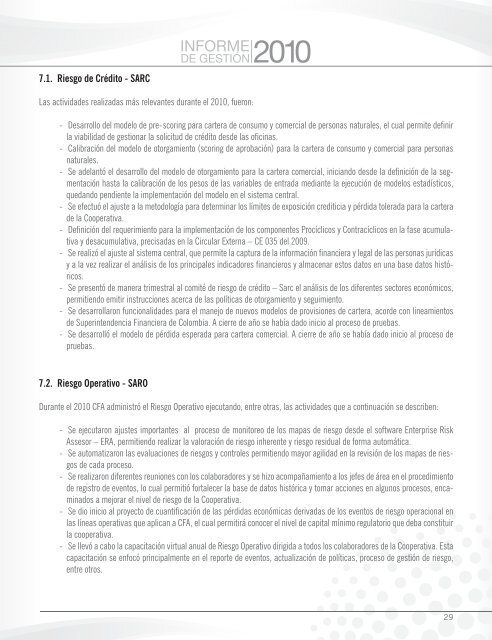 Informe de Gestión 2010 (archivo pdf | tamaño 30MB). - Cooperativa ...