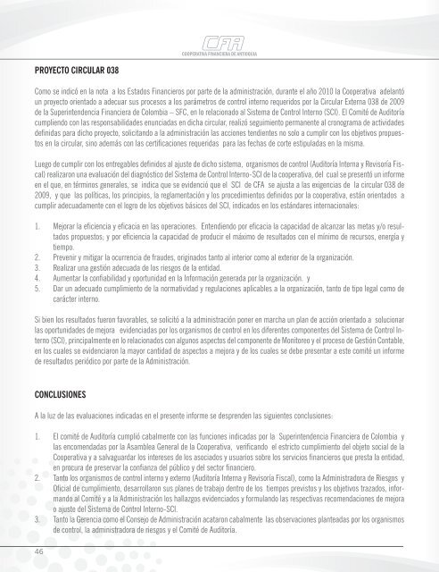 Informe de Gestión 2010 (archivo pdf | tamaño 30MB). - Cooperativa ...