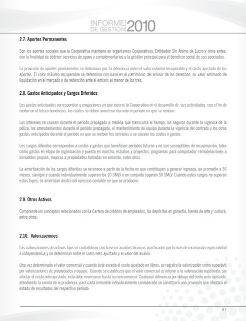 Informe de Gestión 2010 (archivo pdf | tamaño 30MB). - Cooperativa ...