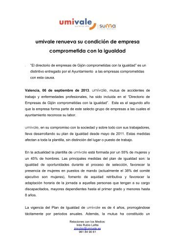 umivale renueva su condiciÃ³n de empresa comprometida con la ...