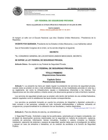 Ley Federal de Seguridad Privada - Normateca