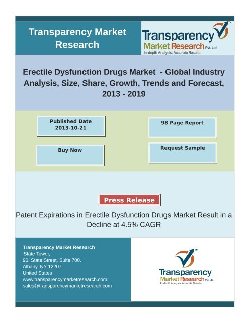 Erectile Dysfunction Drugs Market - Global Industry Analysis, Size, Share, Growth, Trends and Forecast, 2013 – 2019