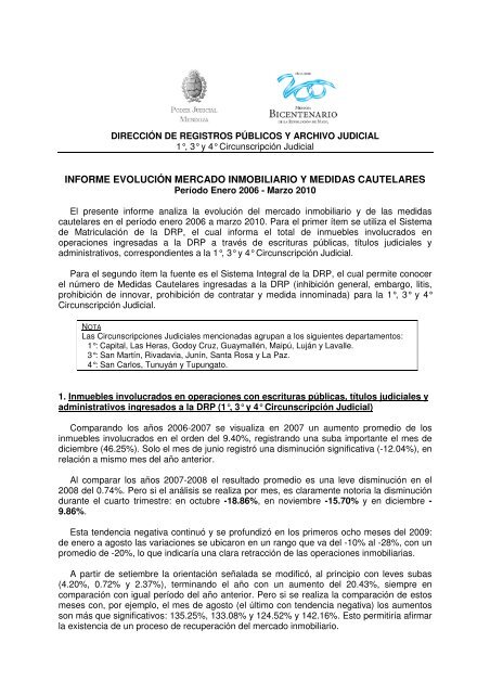 informe evoluciÃ³n mercado inmobiliario y medidas cautelares