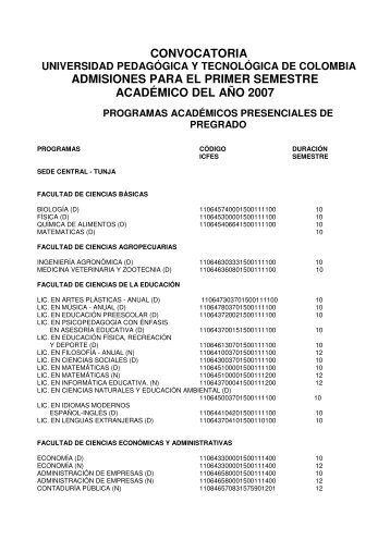 convocatoria admisiones para el primer semestre acadÃ©mico del ...