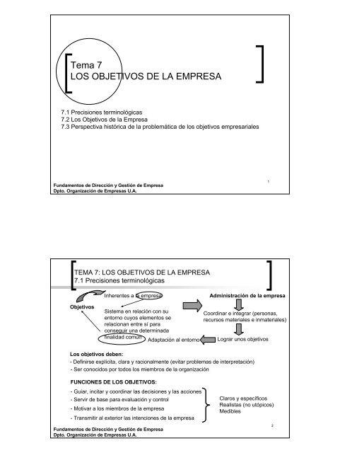 Tema 7 LOS OBJETIVOS DE LA EMPRESA - Monovardigital