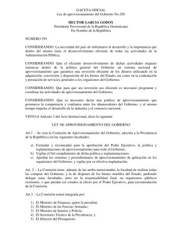Ley 295-66 - Loteria Nacional Dominicana