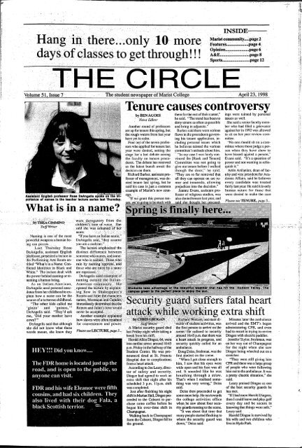 Vol. 51 No. 7 , April 23 , 1998 - James A. Cannavino Library - Marist ...