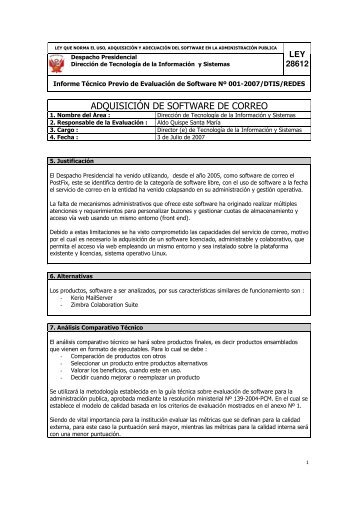 Informe TÃ©cnico Previo de EvaluaciÃ³n de Software NÂ° 001-2007 ...