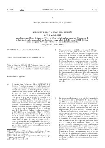 Reglamento (CE) 1048/2005