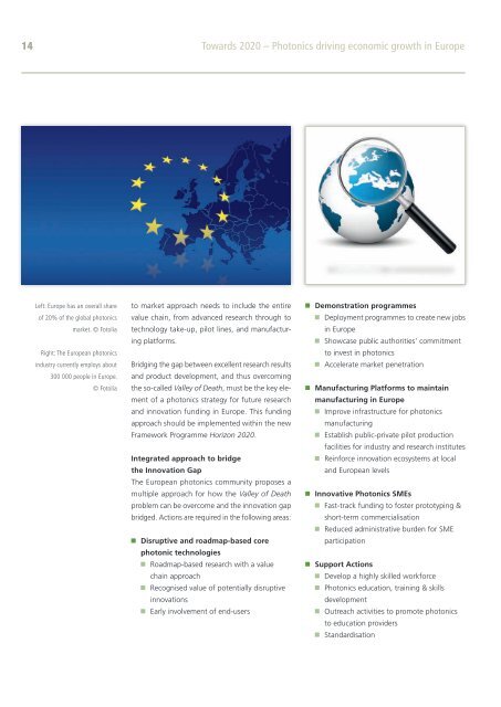 Towards 2020 – Photonics driving economic growth in Europe