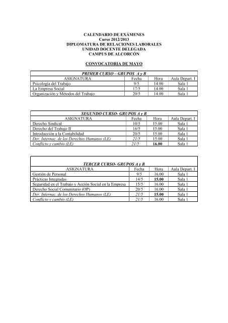 examenes de la diplomatura en relaciones laborales - FCJS