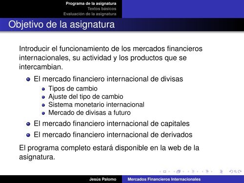 Mercados Financieros Internacionales - Universidad Rey Juan Carlos