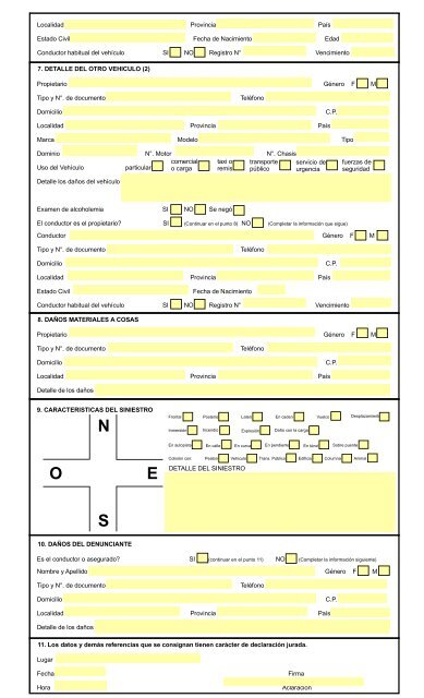 Formulario Denuncia de Siniestro