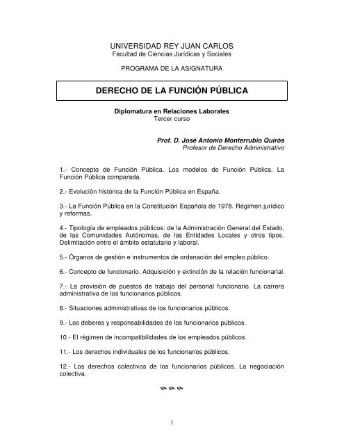 derecho de la función pública - FCJS - Universidad Rey Juan Carlos