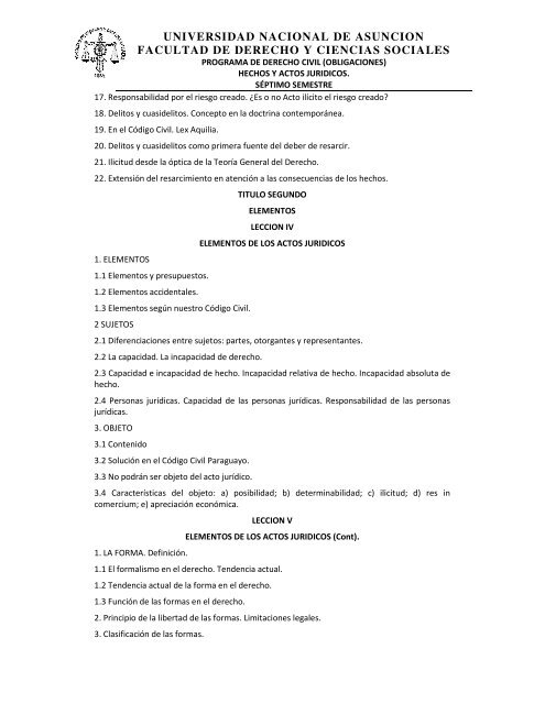 Derecho Civil Obligaciones - Facultad de Derecho