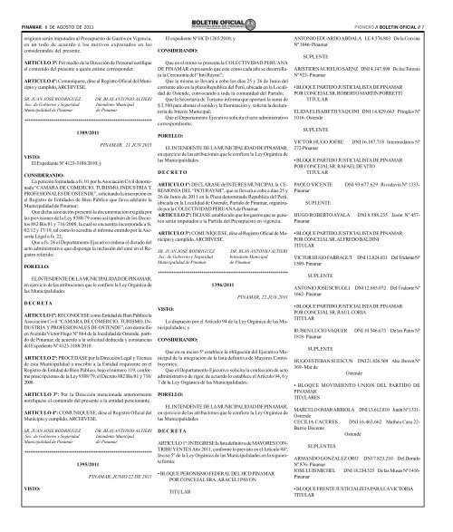 Boletin Oficial - 6 de Agosto de 2011 - AÃ±o XIX - NÂº 468 - Gobierno ...