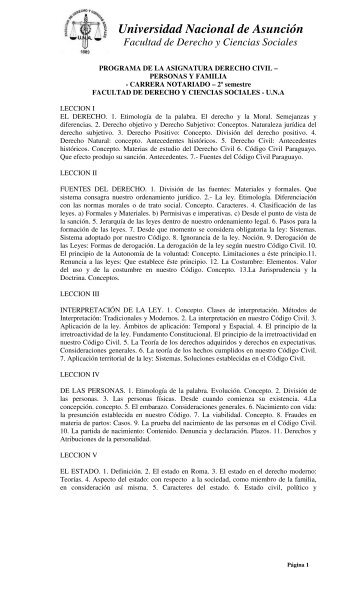 Derecho Civil Personas - Facultad de Derecho