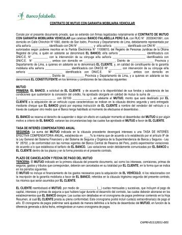 Contrato de Mutuo con GarantÃ­a Mobiliaria ... - Banco Falabella