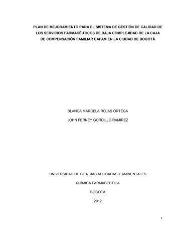 plan de mejoramiento para el sistema de gestiÃ³n de calidad de los ...